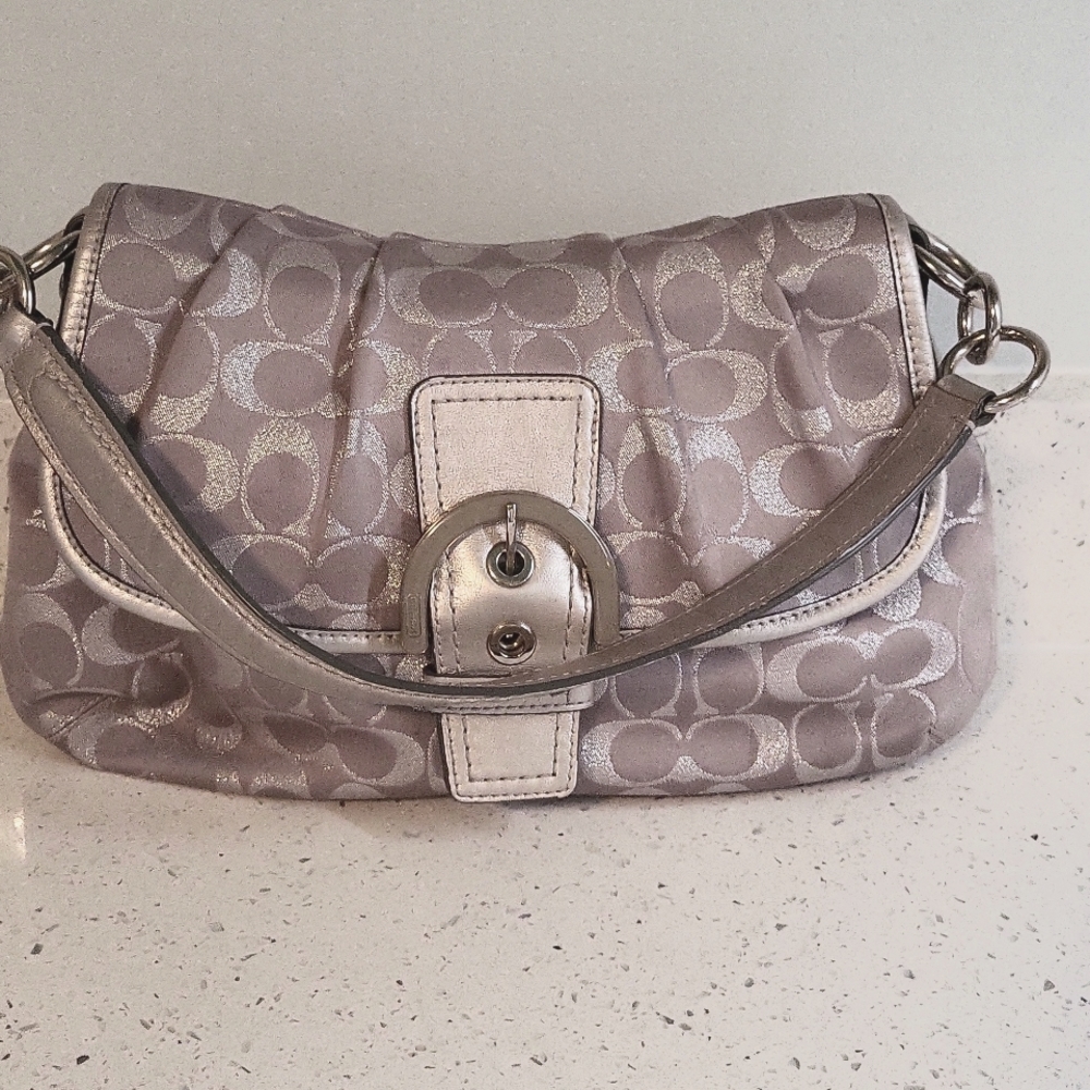 Coach Bag in Gray with Silver Metallic C Design